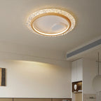 Modern Mid-Century Wabi-Sabi Round Crystal Aluminum Iron LED Flush Mount Ceiling Light For Bedroom