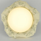 Traditional French Floral Fabric Shade Iron LED Dimmable Semi-Flush Mount Ceiling Light For Bedroom