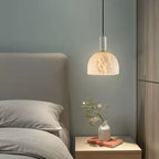 Contemporary Scandinavian Elegance Dome Marble Iron 1-Light Pendant Light For Living Room
