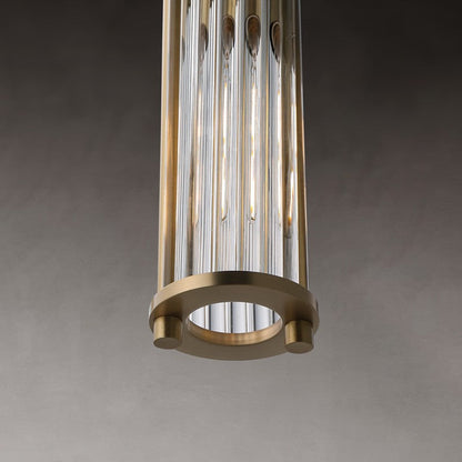 Traditional Vintage Cylinder Glass Shade Solid Brass Body 1-Light Pendant Light For Living Room