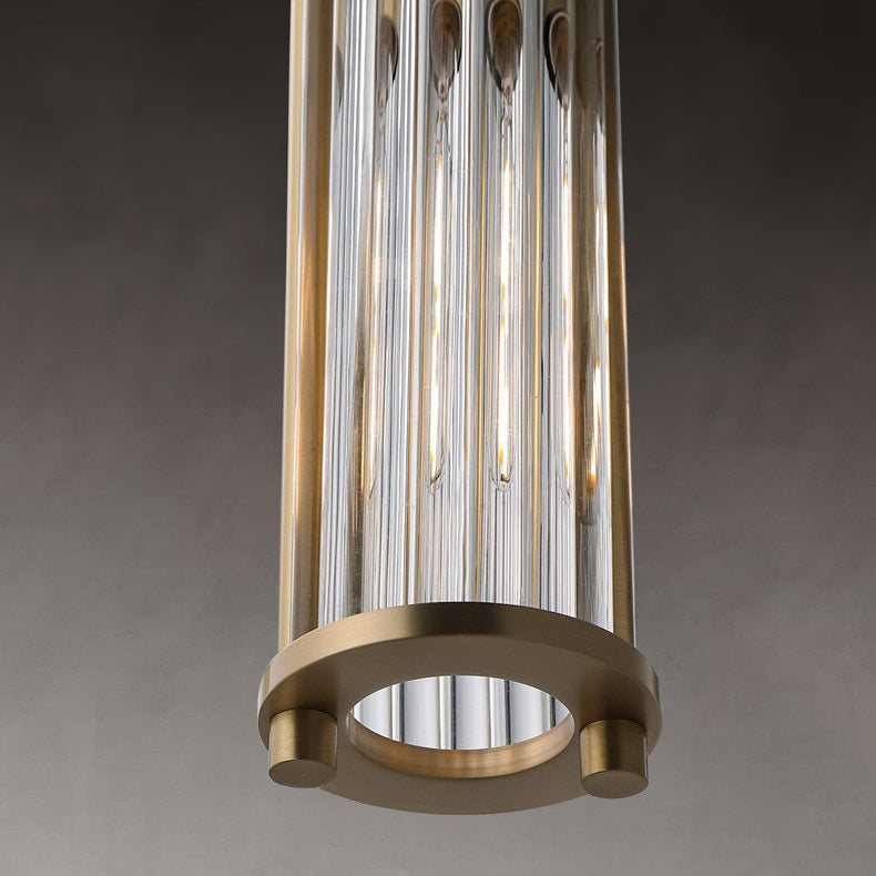 Traditional Vintage Cylinder Glass Shade Solid Brass Body 1-Light Pendant Light For Living Room