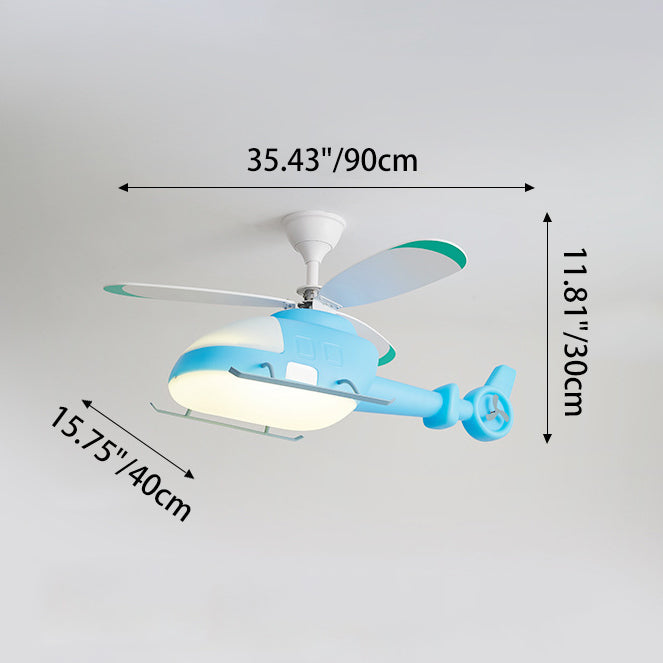 Lumendat Modern Minimalist Kids Cartoon Airplane Semi-Flush Mount Ceiling Fan Light Iron Acrylic For Children's Room Lumendat