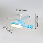 Lumendat Modern Minimalist Kids Cartoon Airplane Semi-Flush Mount Ceiling Fan Light Iron Acrylic For Children's Room Lumendat