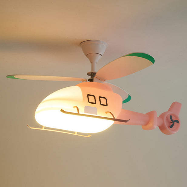 Lumendat Modern Minimalist Kids Cartoon Airplane Semi-Flush Mount Ceiling Fan Light Iron Acrylic For Children's Room Lumendat