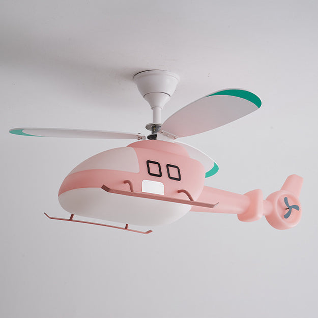 Lumendat Modern Minimalist Kids Cartoon Airplane Semi-Flush Mount Ceiling Fan Light Iron Acrylic For Children's Room Lumendat