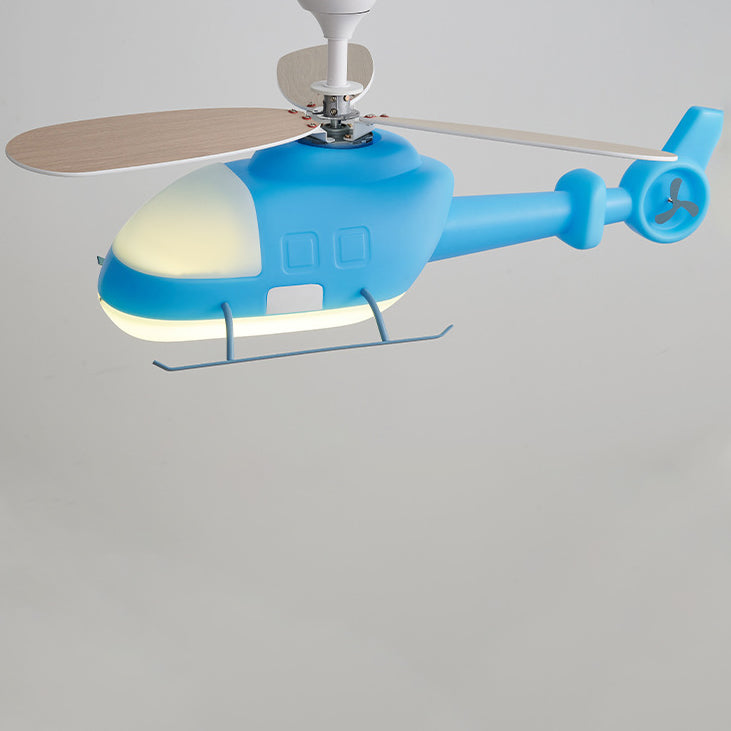Lumendat Modern Minimalist Kids Cartoon Airplane Semi-Flush Mount Ceiling Fan Light Iron Acrylic For Children's Room Lumendat