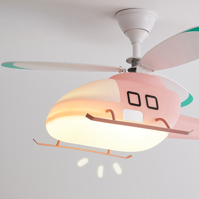 Lumendat Modern Minimalist Kids Cartoon Airplane Semi-Flush Mount Ceiling Fan Light Iron Acrylic For Children's Room Lumendat