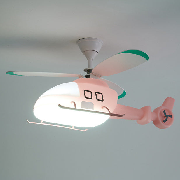 Lumendat Modern Minimalist Kids Cartoon Airplane Semi-Flush Mount Ceiling Fan Light Iron Acrylic For Children's Room Lumendat