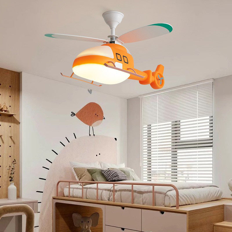 Lumendat Modern Minimalist Kids Cartoon Airplane Semi-Flush Mount Ceiling Fan Light Iron Acrylic For Children's Room Lumendat