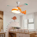 Lumendat Modern Minimalist Kids Cartoon Airplane Semi-Flush Mount Ceiling Fan Light Iron Acrylic For Children's Room Lumendat