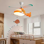 Lumendat Modern Minimalist Kids Cartoon Airplane Semi-Flush Mount Ceiling Fan Light Iron Acrylic For Children's Room Lumendat