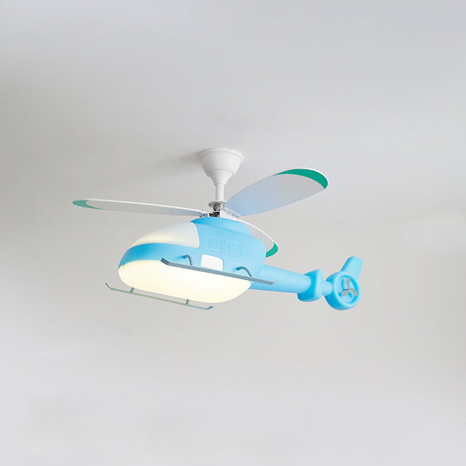Lumendat Modern Minimalist Kids Cartoon Airplane Semi-Flush Mount Ceiling Fan Light Iron Acrylic For Children's Room Lumendat