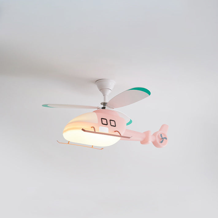 Lumendat Modern Minimalist Kids Cartoon Airplane Semi-Flush Mount Ceiling Fan Light Iron Acrylic For Children's Room Lumendat