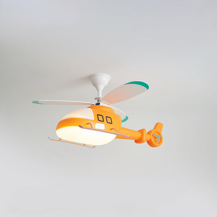 Lumendat Modern Minimalist Kids Cartoon Airplane Semi-Flush Mount Ceiling Fan Light Iron Acrylic For Children's Room Lumendat