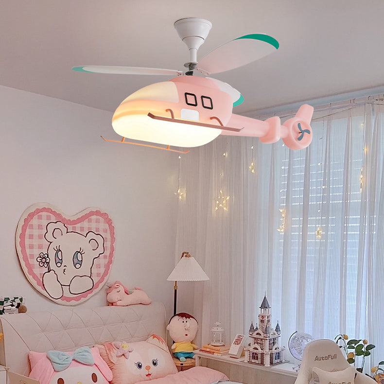 Lumendat Modern Minimalist Kids Cartoon Airplane Semi-Flush Mount Ceiling Fan Light Iron Acrylic For Children's Room Lumendat