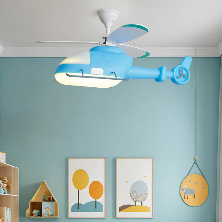 Lumendat Modern Minimalist Kids Cartoon Airplane Semi-Flush Mount Ceiling Fan Light Iron Acrylic For Children's Room Lumendat