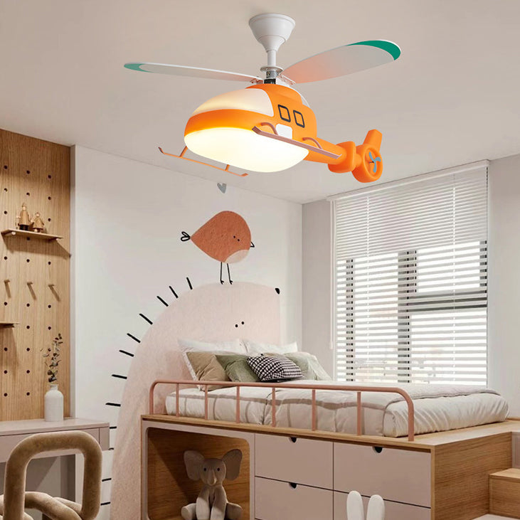 Lumendat Modern Minimalist Kids Cartoon Airplane Semi-Flush Mount Ceiling Fan Light Iron Acrylic For Children's Room Lumendat