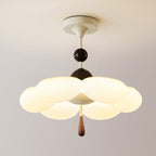 Modern Mid-Century Cream-Toned Flower Iron Acrylic Semi-Flush-Mount Ceiling Light For Bedroom