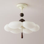 Modern Mid-Century Cream-Toned Flower Iron Acrylic Semi-Flush-Mount Ceiling Light For Bedroom