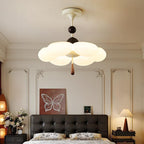 Modern Mid-Century Cream-Toned Flower Iron Acrylic Semi-Flush-Mount Ceiling Light For Bedroom