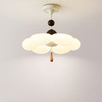 Modern Mid-Century Cream-Toned Flower Iron Acrylic Semi-Flush-Mount Ceiling Light For Bedroom