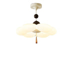 Modern Mid-Century Cream-Toned Flower Iron Acrylic Semi-Flush-Mount Ceiling Light For Bedroom