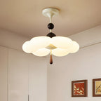 Modern Mid-Century Cream-Toned Flower Iron Acrylic Semi-Flush-Mount Ceiling Light For Bedroom
