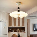 Modern Mid-Century Cream-Toned Flower Iron Acrylic Semi-Flush-Mount Ceiling Light For Bedroom