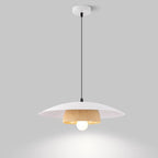 Traditional Chinese Wood Grain Round Iron Shade 1-Light Pendant Light For Living Room