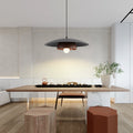 Traditional Chinese Wood Grain Round Iron Shade 1-Light Pendant Light For Living Room