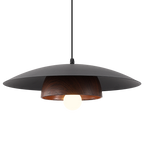Traditional Chinese Wood Grain Round Iron Shade 1-Light Pendant Light For Living Room