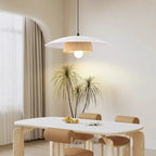 Traditional Chinese Wood Grain Round Iron Shade 1-Light Pendant Light For Living Room