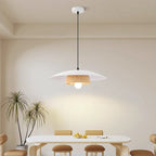 Traditional Chinese Wood Grain Round Iron Shade 1-Light Pendant Light For Living Room