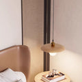 Traditional Chinese Round Iron Glass 1-Light Pendant Light For Living Room