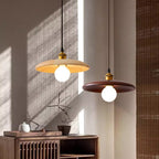 Traditional Chinese Round Iron Glass 1-Light Pendant Light For Living Room