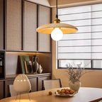 Traditional Chinese Round Iron Glass 1-Light Pendant Light For Living Room