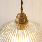 Striped Glass Pendant Light in Industrial Contemporary Style with Dome Shade