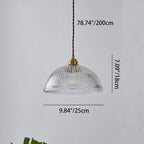 Striped Glass Pendant Light in Industrial Contemporary Style with Dome Shade