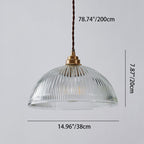 Striped Glass Pendant Light in Industrial Contemporary Style with Dome Shade