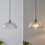 Striped Glass Pendant Light in Industrial Contemporary Style with Dome Shade
