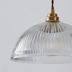 Striped Glass Pendant Light in Industrial Contemporary Style with Dome Shade