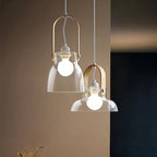 Modern Minimalist Cylinder Glass Wood Iron 1-Light Pendant Light For Living Room