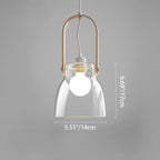Modern Minimalist Cylinder Glass Wood Iron 1-Light Pendant Light For Living Room