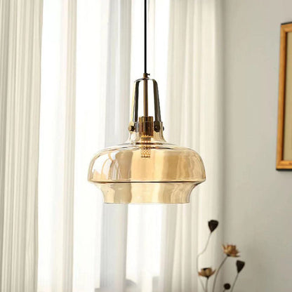Contemporary Scandinavian Dome Iron & Glass 1-Light Pendant Light For Bedroom