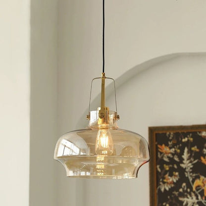 Contemporary Scandinavian Dome Iron & Glass 1-Light Pendant Light For Bedroom