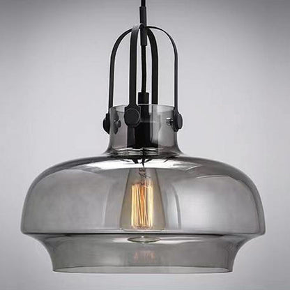 Contemporary Scandinavian Dome Iron & Glass 1-Light Pendant Light For Bedroom