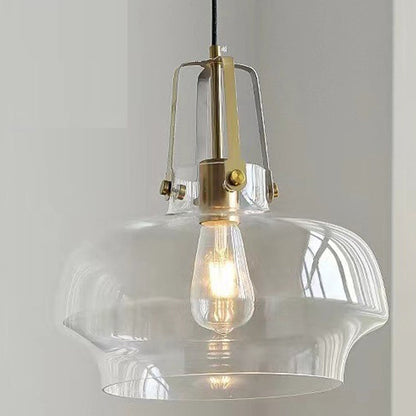Contemporary Scandinavian Dome Iron & Glass 1-Light Pendant Light For Bedroom
