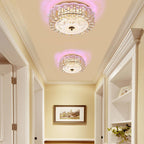 Modern Luxury Round Crystal Glass Acrylic Metal LED Flush Mount Ceiling Light for Bedroom
