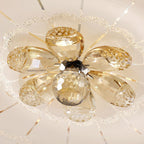 Modern Luxury Round Crystal Glass Acrylic Metal LED Flush Mount Ceiling Light for Bedroom