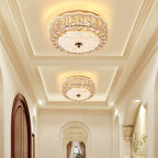 Modern Luxury Round Crystal Glass Acrylic Metal LED Flush Mount Ceiling Light for Bedroom